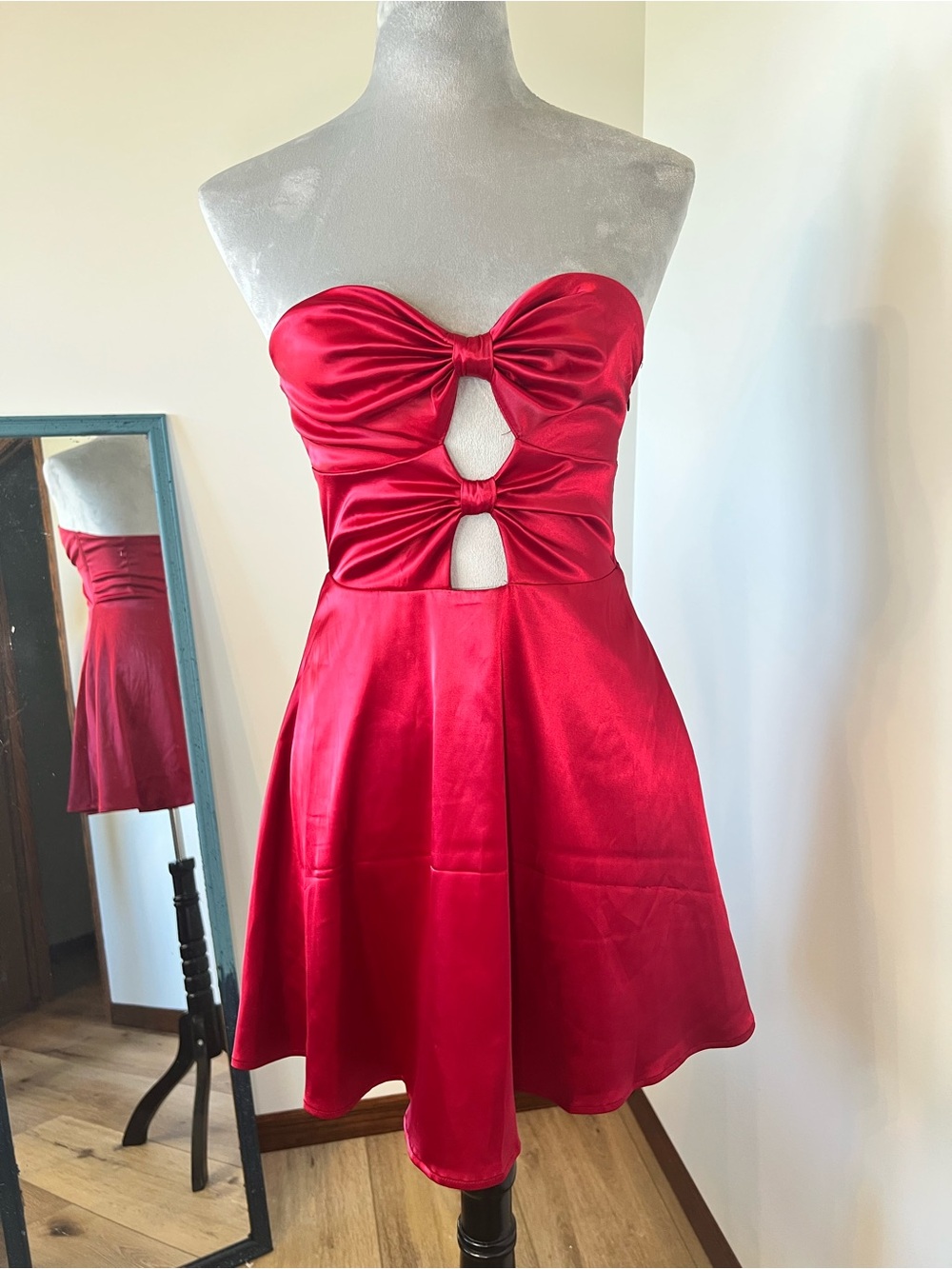 Altar'd State Red Strapless Mini Dress with Cutouts - Picture 1 of 8